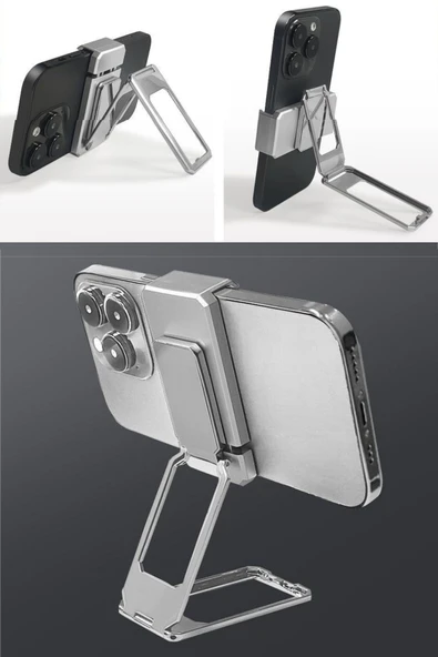 BUFFER® 360 derece Dönen Tüm Telefon Tipleri İle Uyumlu Metal Telefon Standı Braket - 7