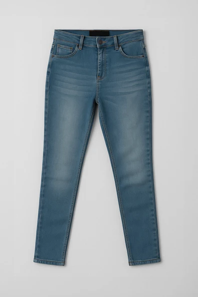 Kadın Yüksek Bel Mavi Skinny Jean Pantolon ürün görseli 1
