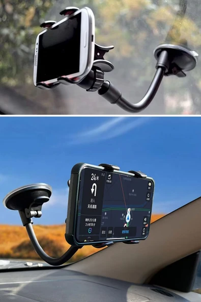 BUFFER® Akrobat Cama Sabitlenen Güçlü Vakumlu 360 Derece Dönen Tüm Modellere Uyan Oto Telefon Tutucu - 7