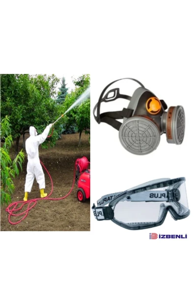 Delta Plus M6400 A2 Tarım ilaçlama İçin Yarım Yüz Gaz Maskesi (Filtre İle Beraber) + Goggle Gözlük ürün görseli 1