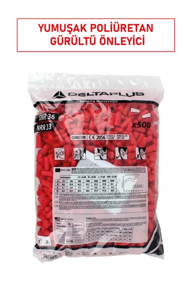 Delta Plus Conic500 Tek Kullanımlık Kulak Tıkacı | Yumuşak Poliüretan, Gürültü Azaltıcı, Hijyenik ve Konforlu - Resim 2