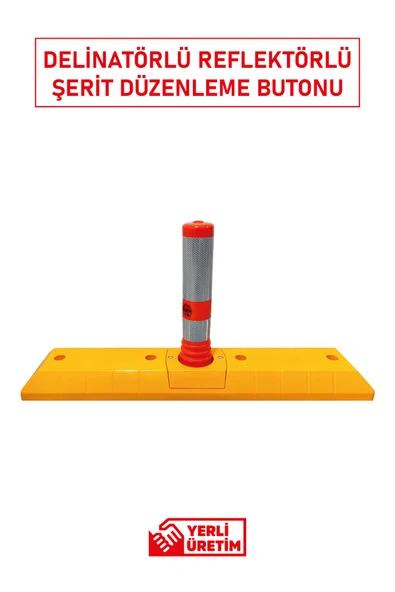 Evelux 12218 UB R Delinatörlü Şerit Düzenleme Butonu 45 cm | Reflektörlü ve Esnek Trafik Butonu ​ - Resim 2