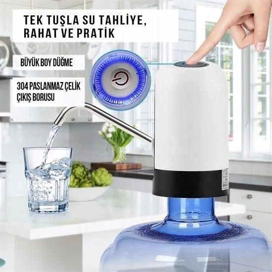 BUFFER® Usb ile Şarj Edilebilir Elektrikli Otomatik Damacana Su Pompası - 5