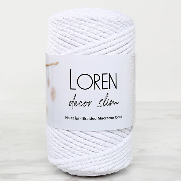 Loren Decor Slim 3 Büküm Makrome İpi Beyaz - L001 ürün görseli 1