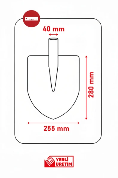 YAPARLAR 4160 İnşaat Küreği | 255x280 mm, Mavi Renk, Sapsız, 1.5 mm Kalın Çelik Gövde - Resim 2