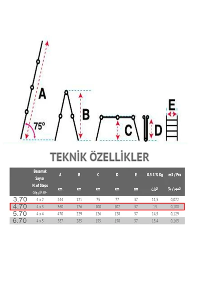 Seçkin Alüminyum Standart Akrobat Merdiven 4.70 - Resim 4