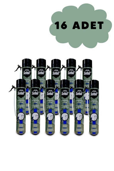 Selsil 16 Adet 600gr. 750ml Yüksek Mukavemetli Pipetli Sarı Montaj Köpüğü (1 KOLİ) ürün görseli