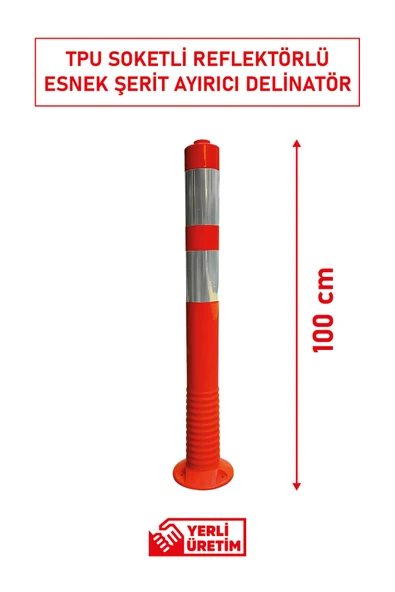 Evelux 12249 UB R TPU Şerit Ayırıcı Esnek Delinatör (Soketli) 100 cm x 100 mm - Resim 2