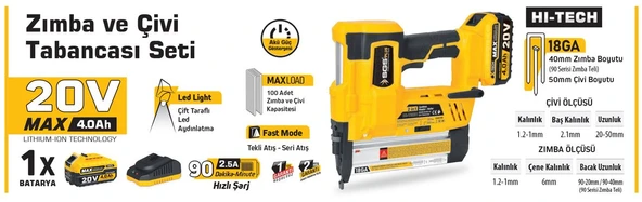 Sgs 5165 Akülü Zımba ve Çivi Çakma Tabanca Makinası 20 Volt - 3