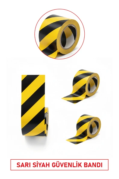 Evelux Yapışkanlı Zemin İşaretleme Bandı ETR 5122 | Sarı Siyah Güvenlik Bandı ürün görseli 1