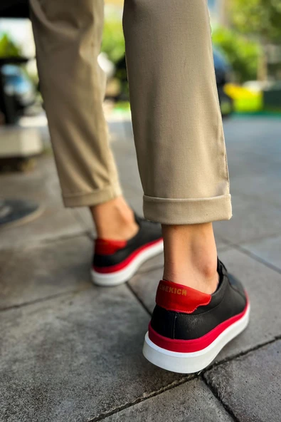 CH979 - Santoni GBT Spor Erkek Ayakkabı SIYAH/KIRMIZI - Resim 5