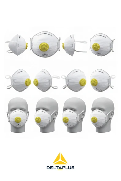 Delta Plus M1200V FFP2 Konik Ventilli Maske | Toz, Duman ve Partiküllere Karşı Yüksek Koruma, EN149 Sertifikalı - Resim 2
