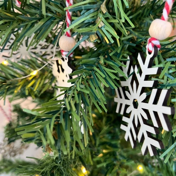 Ahşap Yılbaşı Ağaç Süsü-BY15 (5250) - 2