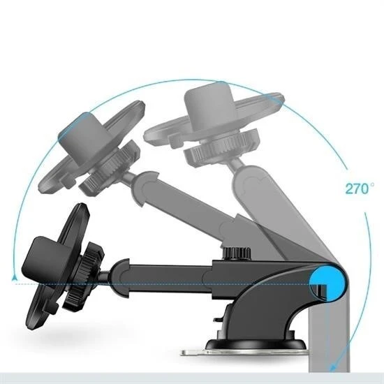 BUFFER® 360 Derece Dönen Torpido Üstü Uzunluk Ayarlamalı Vantuzlu Teleskopik Araç Telefon Tutucu - 2