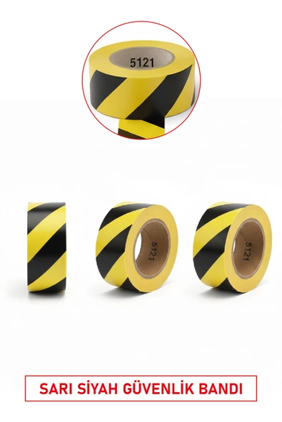 Evelux ETR 5121 Yapışkanlı Zemin İşaretleme Bandı | Sarı Siyah Güvenlik Bandı ürün görseli 1