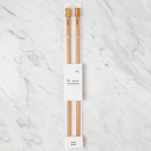 La Mia Whitewood 9 mm 36 cm Ahşap Örgü Şişi ürün görseli 1