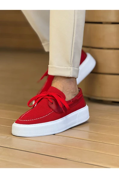 CH2602 - Triko Erkek Ayakkabı KIRMIZI - Resim 3
