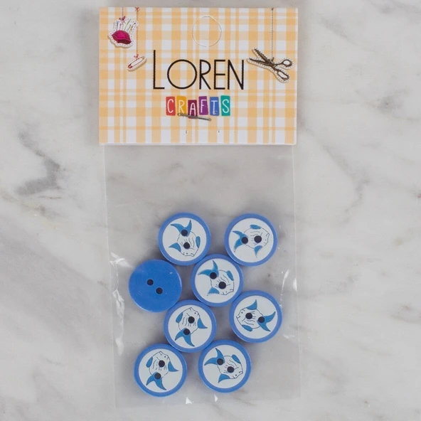Loren Crafts koyu mavi 8 li balık düğme - 576 ürün görseli 1