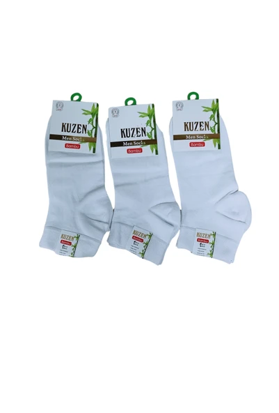 Kuzen Dikişsiz Yarım Konç Beyaz Bambu Erkek Çorap 12 Adet ürün görseli