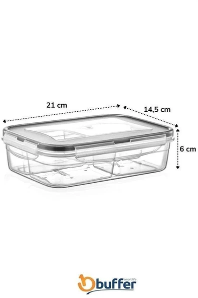 BUFFER® 4 Bölmeli Sızdırmaz Contalı Kilitli Kapaklı 1 Litre Erzak Saklama Kabı -LC520 - 6