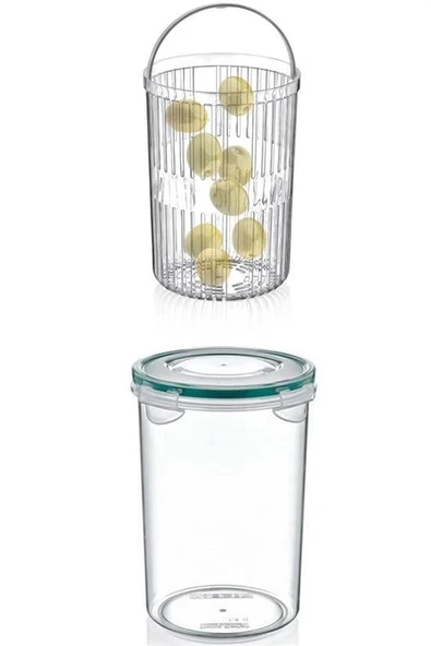 BUFFER® Zeytin Turşu Sebze Yıkama Kutusu Klipsli Kapaklı Saklama Kabı - 7