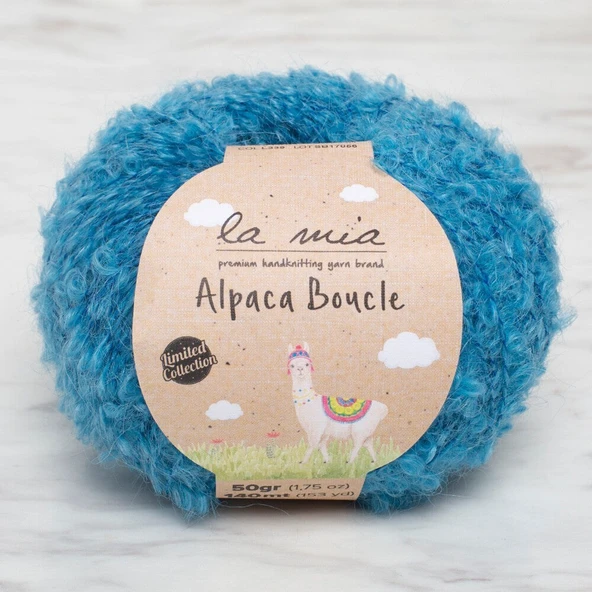 La Mia Alpaca Boucle 50 Gr Mavi El Örgü İpi - L339 - 34390 ürün görseli 1