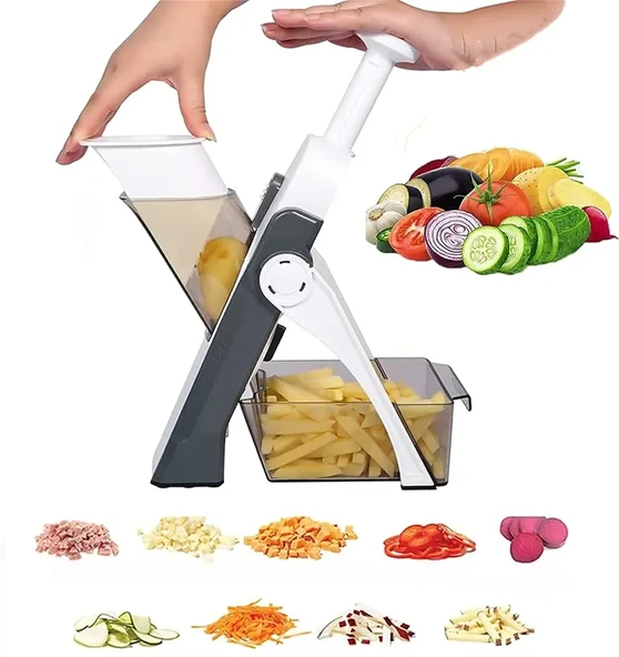 Çok Amaçlı Basmalı Sebze Dilimleyici Doğrayıcı Mandolin Brava Spring Slicer Kitchenmate (5250)
