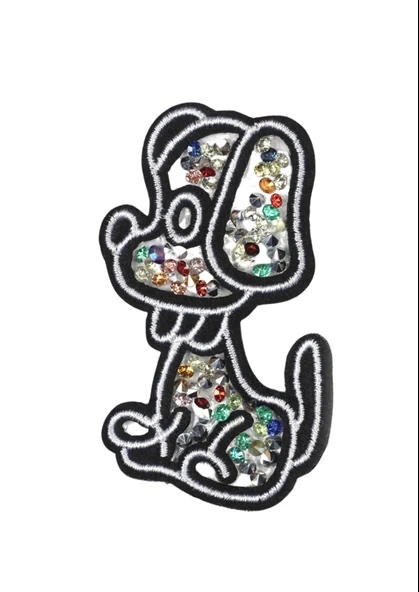 Aplike Ütü İle Yapışan Taşlı Sevimli Köpek Arma 3x5 cm ürün görseli 1