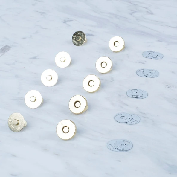 Loren Manyetik Altın Renk Metal 5 li Çıt Çıt Set ürün görseli 1