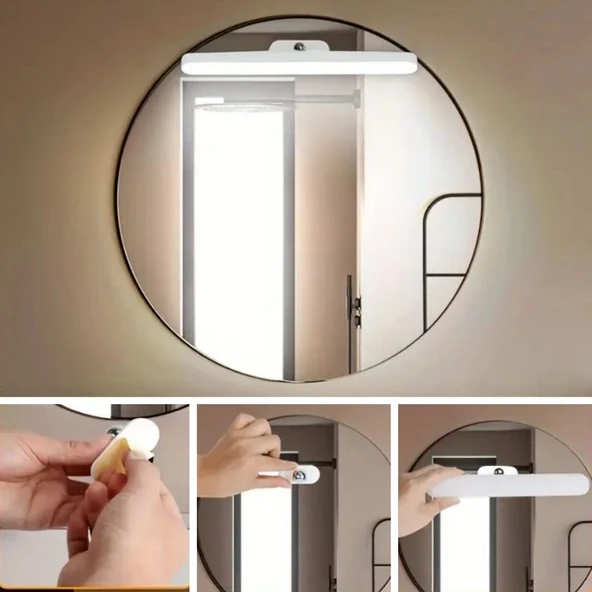 BUFFER® Dokunmatik USB İle Şarj Olabilen 27 cm Led Aydınlatma Makyaj Aynası Işığı - 2