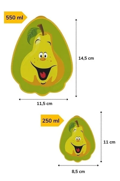 BUFFER® 2'li İç İçe Geçebilen Armut Model Saklama ve Beslenme Kabı Seti (550 ml + 250 ml) - 8