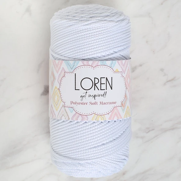 Loren Polyester Soft Macrame Optik Beyaz El Örgü İpi - LM001 - 34426 ürün görseli 1