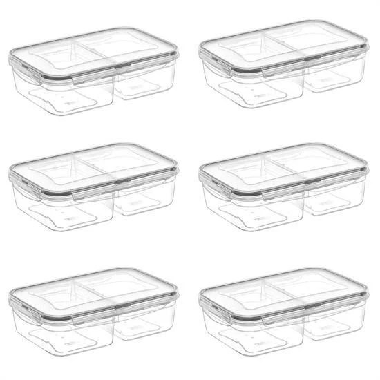 BUFFER® 2 Bölmeli 1+1 Litre Kilitli Kapaklı Erzak Saklama Kabı LC-525 - Resim 7