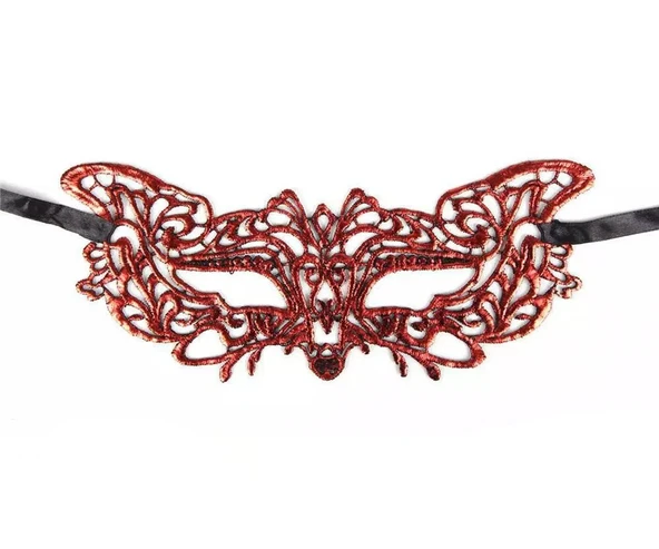 Kırmızı Dantel Masquerade Maskesi 9 No - Resim 6
