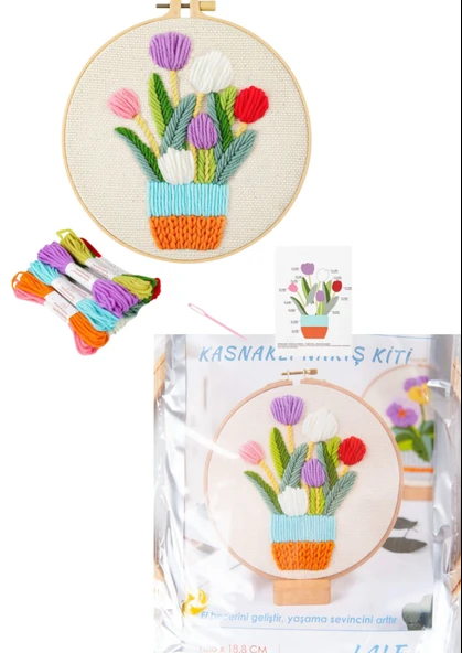 Nakış Kitleri Kasnaklı 13.5 X 18.8 cm Lale ürün görseli 1