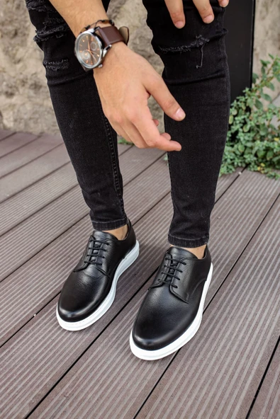 CH003 - DBT Classica Pelle Di Cuoio Erkek Ayakkabı SIYAH - Resim 2