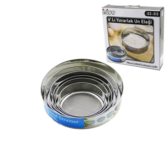 RAUND STRAİNER 6PCS METAL UN ELEK SETİ 15-17.5-19-20.5-24-27CM (5250) ürün görseli 1