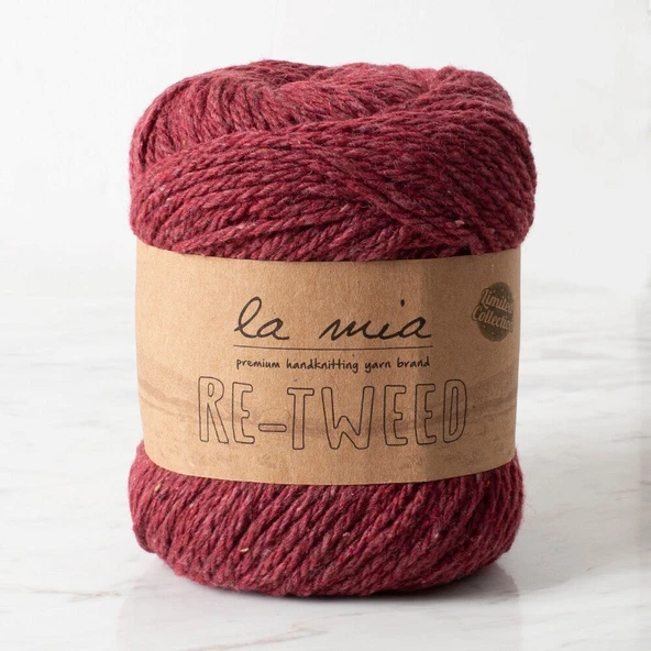 La Mia Re-Tweed Bordo Melanj El Örgü İpi - L189 - 34402 ürün görseli 1