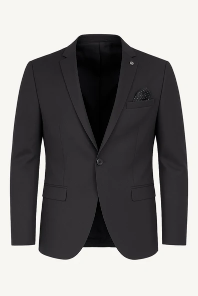 Erkek Siyah Blazer Ceket – İtalyan Kesim, Tek Düğmeli, Tek Yırtmaçlı Şık Klasik Model ürün görseli