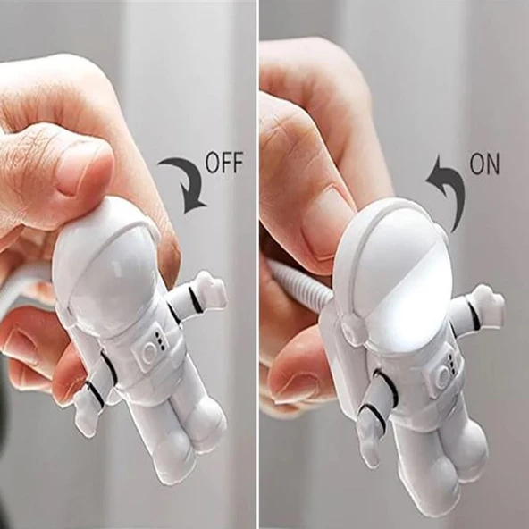 BUFFER® USB Astronot Gece Lambası, Masa Lambası, Kitap Okuma Lambası Işığı - 5