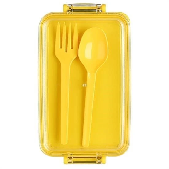 BUFFER® 2 Bölmeli Çok Amaçlı 900 ml Kapasiteli Çatal Kaşıklı Dayanıklı Beslenme Kabı Yiyecek Kutusu - 5