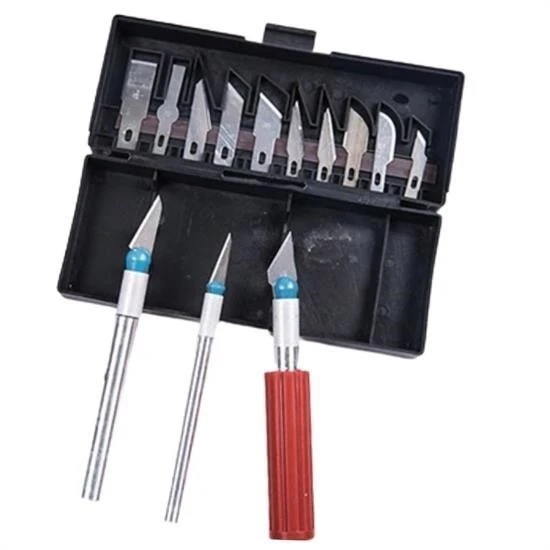 BUFFER® Zanaat 16 Parça Hobi Gravür Ahşap Heykel Çömlek Oyma Şekil Verme 13 Maket Bıçak Neşter Seti - Resim 6