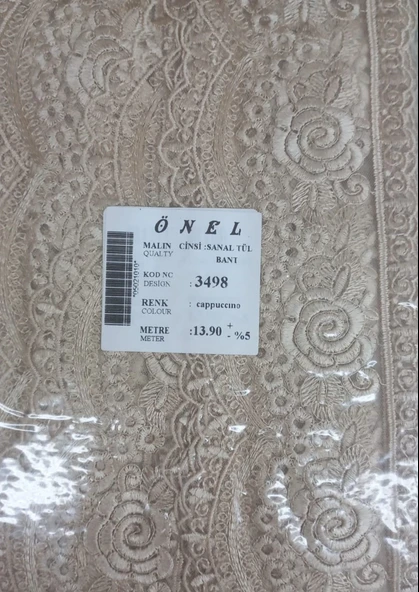 Dantel Polyester Sanal Tül Bant Cappucino 13,90 Metre En 6 cm ON-3498-C