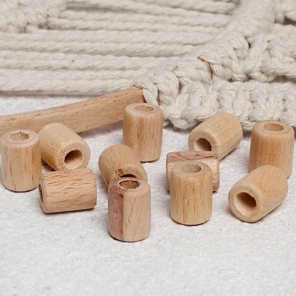 Loren Crafts 10 Adet Ham Boru Ahşap Boncuk 16mm - 2