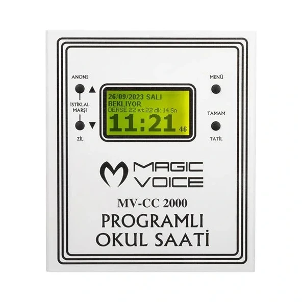 Magicvoice Mv-cc2000 Usb Duvar Tipi Programlı 20 Adet Mp3 Formatı Zil / İstiklal Marşlı Akıllı Dijital Okul Saati (çan T - 2