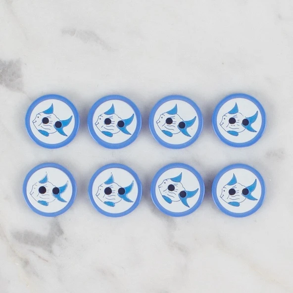 Loren Crafts koyu mavi 8 li balık düğme - 576 - Resim 2