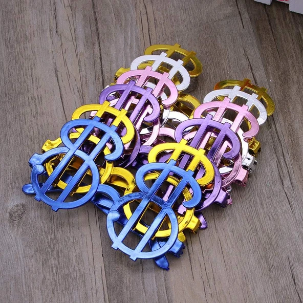 Dolar Şekilli Metalize Parti Gözlüğü 6 Adet - Resim 9