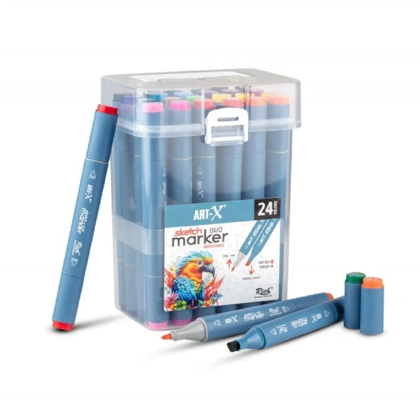 Rich Art-X Sketch Marker Duo Su Bazlı Çift Uçlu Kalem 24 Renk (KOD: 18047) ürün görseli
