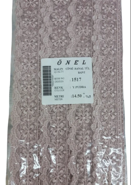 Dantel Polyester Sanal Tül Bant Y.Pudra 14,50 Metre En 3 cm ON-1517-PU