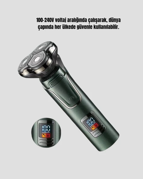 Kablosuz Profesyonel Erkek Bakım Seti – 3 Başlıklı, 3D Akıllı Kesim, Taşınabilir - Resim 4
